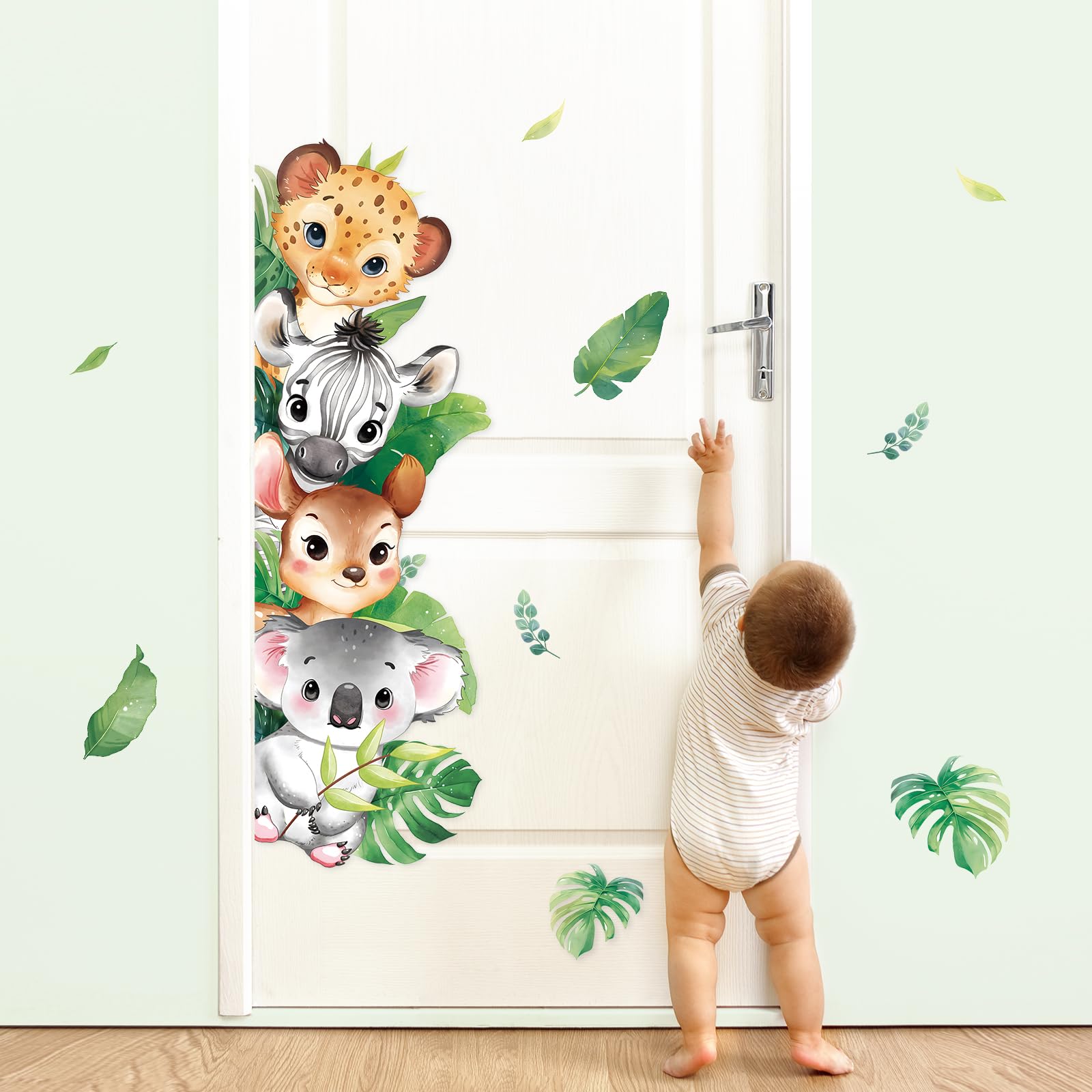 Tanlaby Jungle Animals Wall Stickers Woodland Leopard Deer Zebra Wall Decals Safari Peel and Stick Art Decor for Baby Nursery Kids Bedroom Playroom Daycare Kindergarten - Image 2