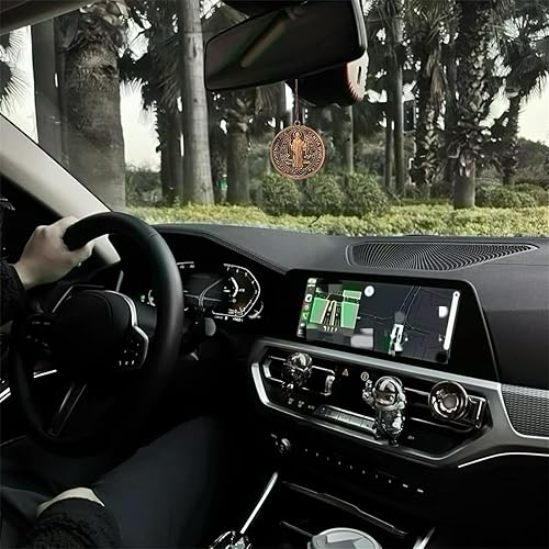 Miniatura 23 de Medalla de cruz de San Benito de 3 pulgadas, acabado de latón, para pared o escritorio, 2 unidades, color azul Azul,Bronce,Dorado