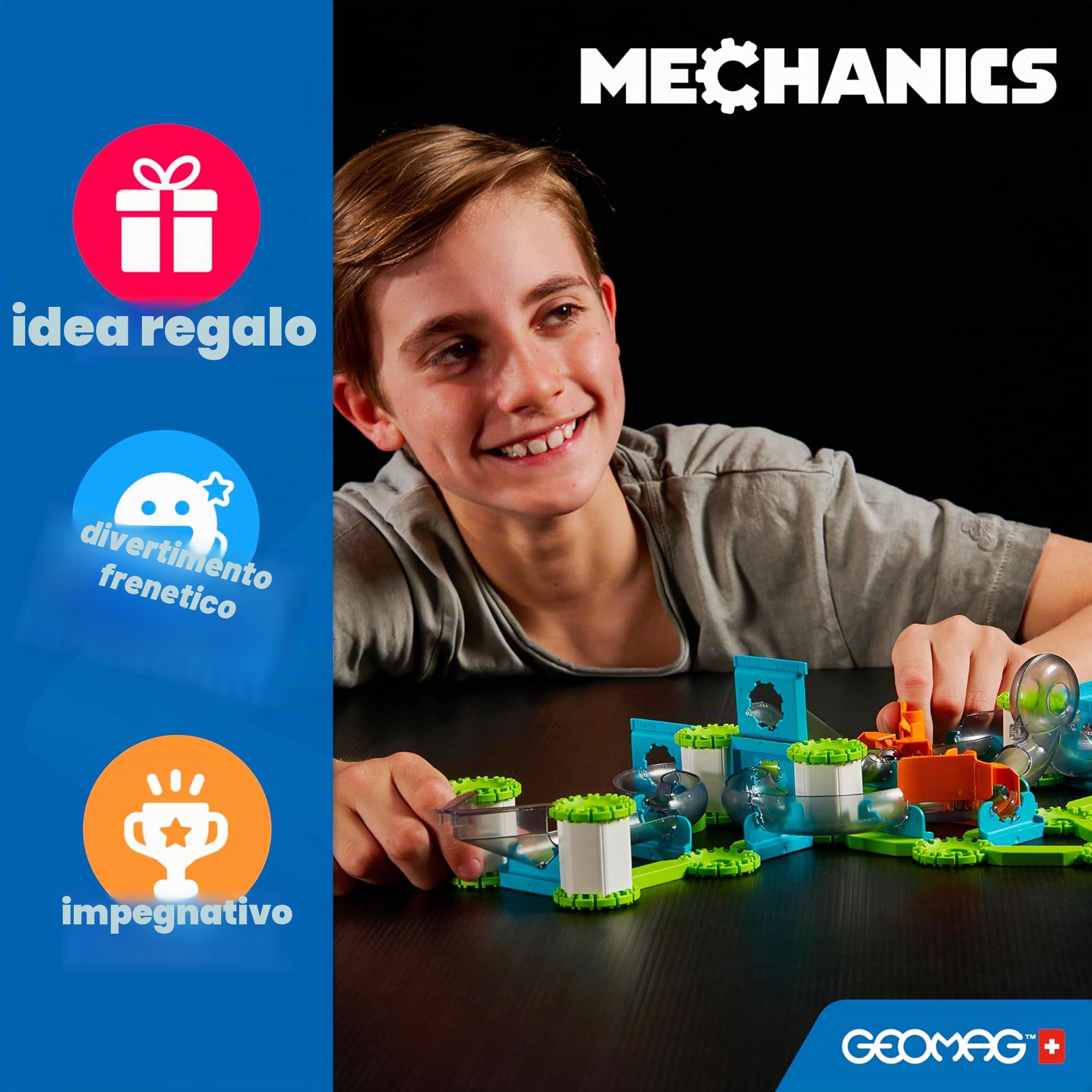 Geomag - Mechanics Gravity Race Track - Gioco Educativo e Creativo per Bambini - Costruzioni Magnetiche, Pista da Corsa con Blocchi Magnetici - Confezione da 67 Pezzi
