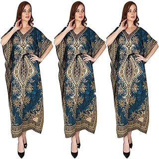 Ukal Women Kaftan Dress, V-Neck Maxi, Beach Wear Kimono Cover Up, Nighty Sleepwear Night Gown Robe (Free Size) Price In India