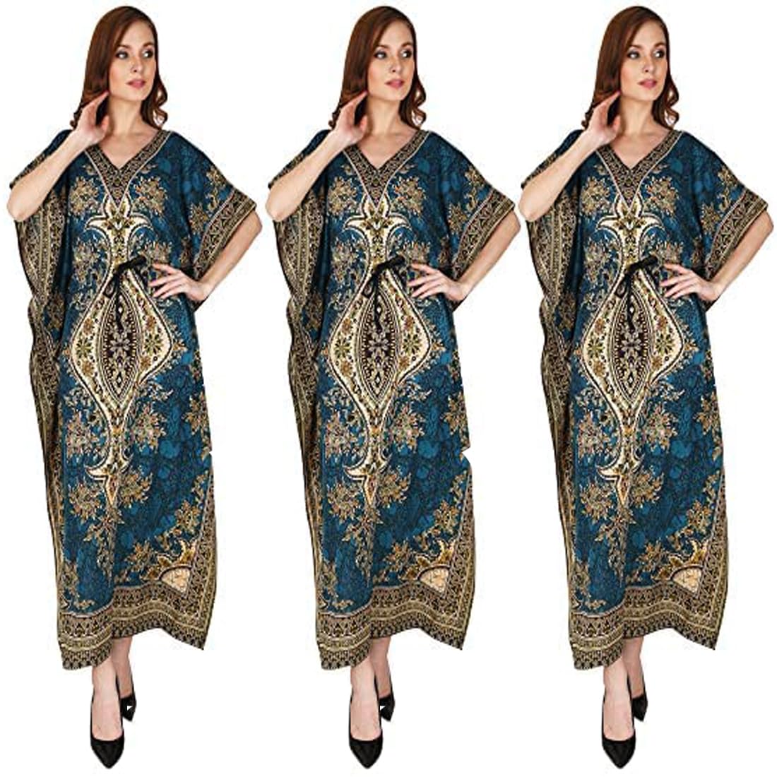 Ukal Women Kaftan Dress, V-Neck Maxi, Beach Wear Kimono Cover Up, Nighty Sleepwear Night Gown Robe (Free Size) - Review, Price and Buying Guide