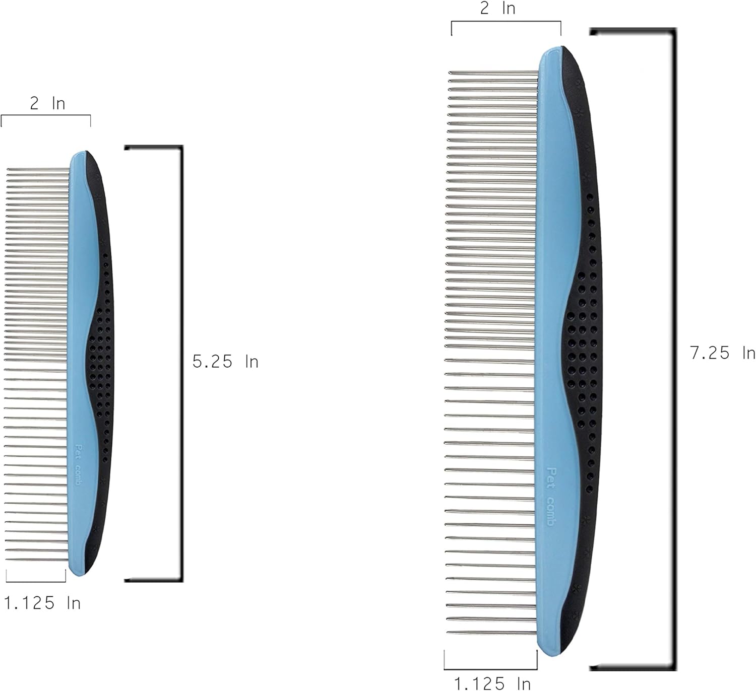 LovinPup 2 Pack Pet Combs for Grooming Dogs and Cats, Stainless Steel Rounded Edge Comb Teeth, Good for Long or Short Haired Pets, Large Pet Comb and Small Pet Comb Included