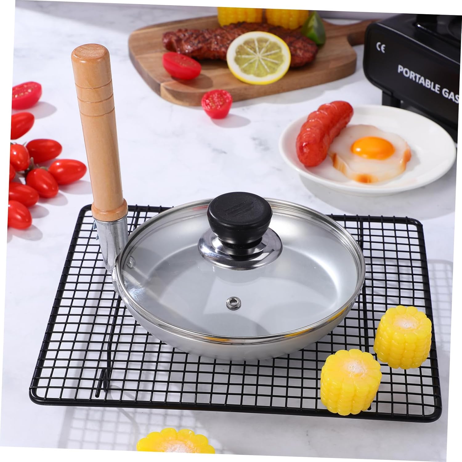 PRETYZOOM Egg Pan Japanese Tamagoyaki Frying Pan Nonstick Lid Perfect for Home Use