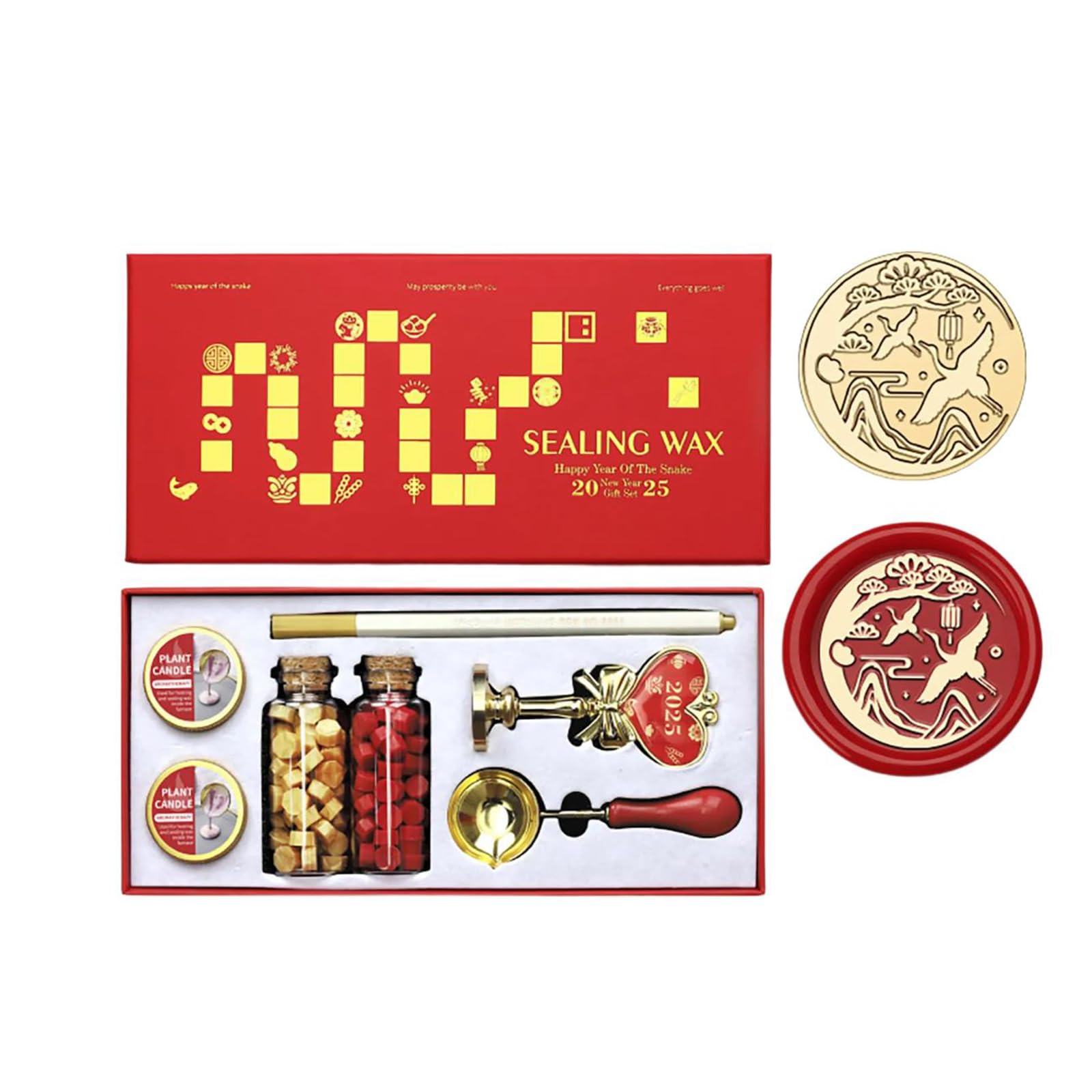 Yhplxyuus Year of the Snake Themed Seal Stamp Seal Beads Melting Spoon and Set for Envelope Card Party Invitation Decorative Envelope