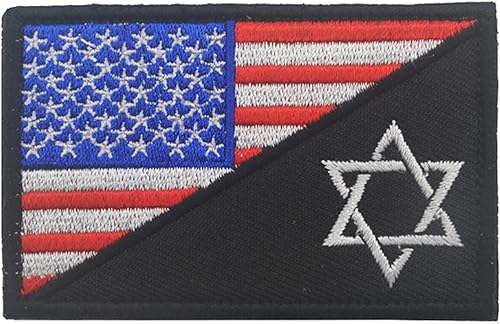 Miniatura 7 de Parches bordados de la bandera de Estados Unidos e Israel  Israel Jewish Star of David Flags Tactical Militar Moral Emblema Brazalete Insignias