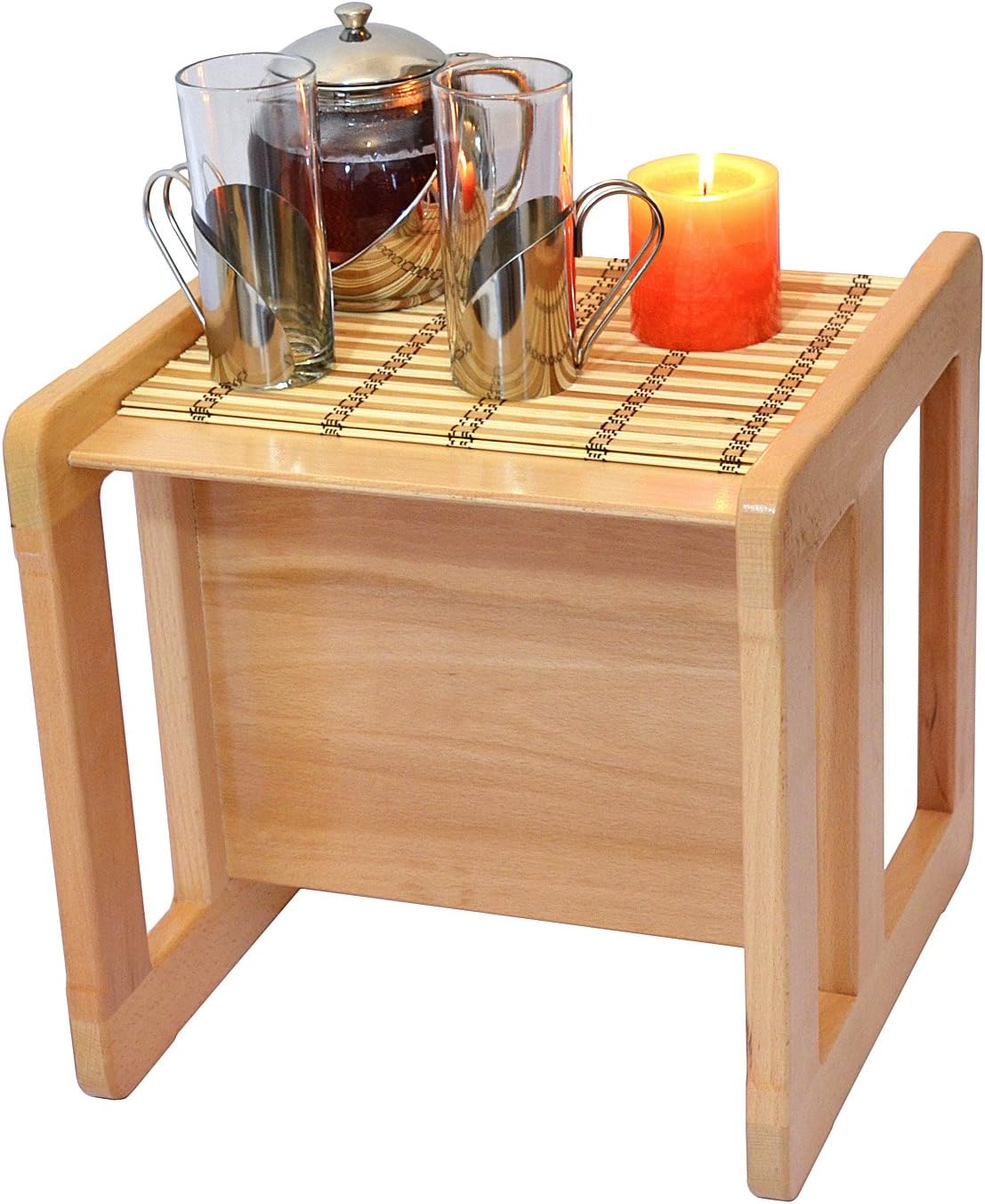 3 in 1 Adult's Multifunctional Small Coffee Table One Piece or Children's Table or Chair Beech Wood, Natural