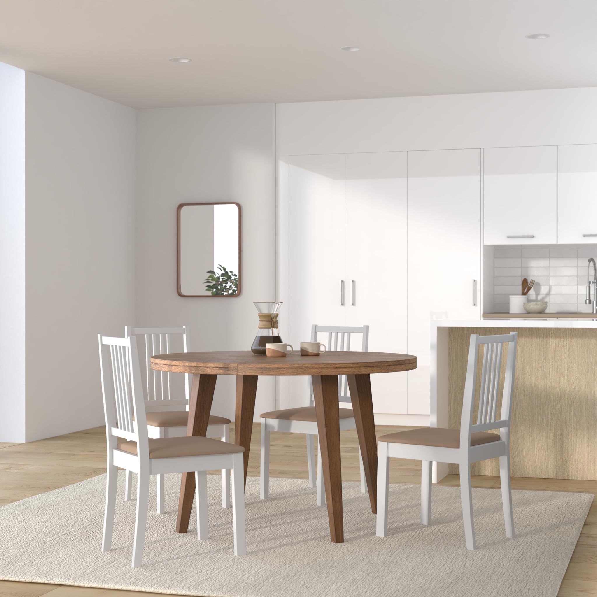 Amazon｜vidaXL ダイニングチェア クッション付き 4点 ホワイト