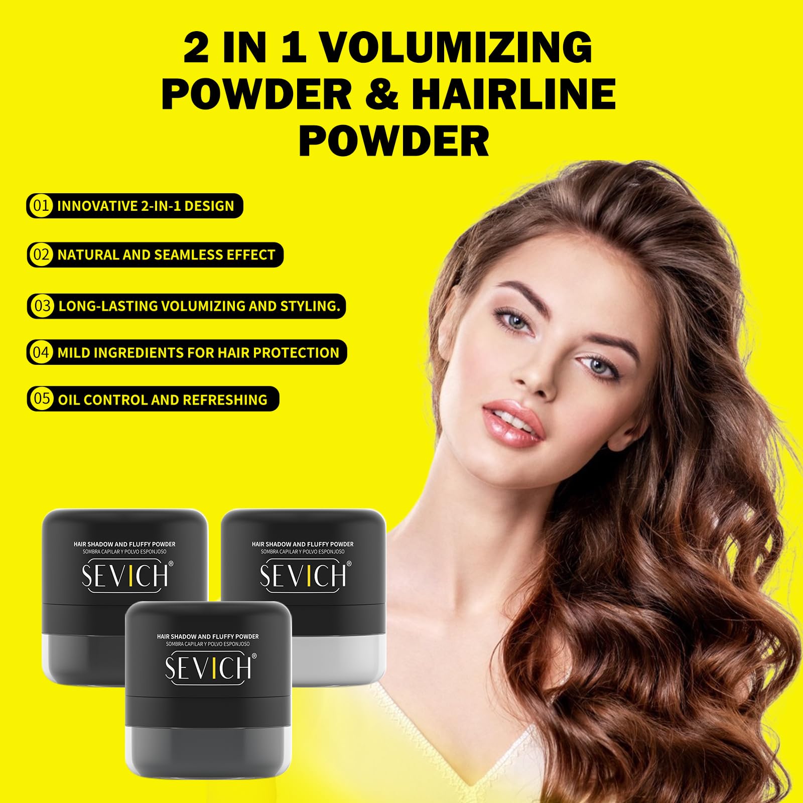 SEVICH 2-in-1 Hairline Powder & Volumizing Powder for Gray Coverage & Fluffy Roots, Oil-Absorbing, Natural-Looking - Image 3