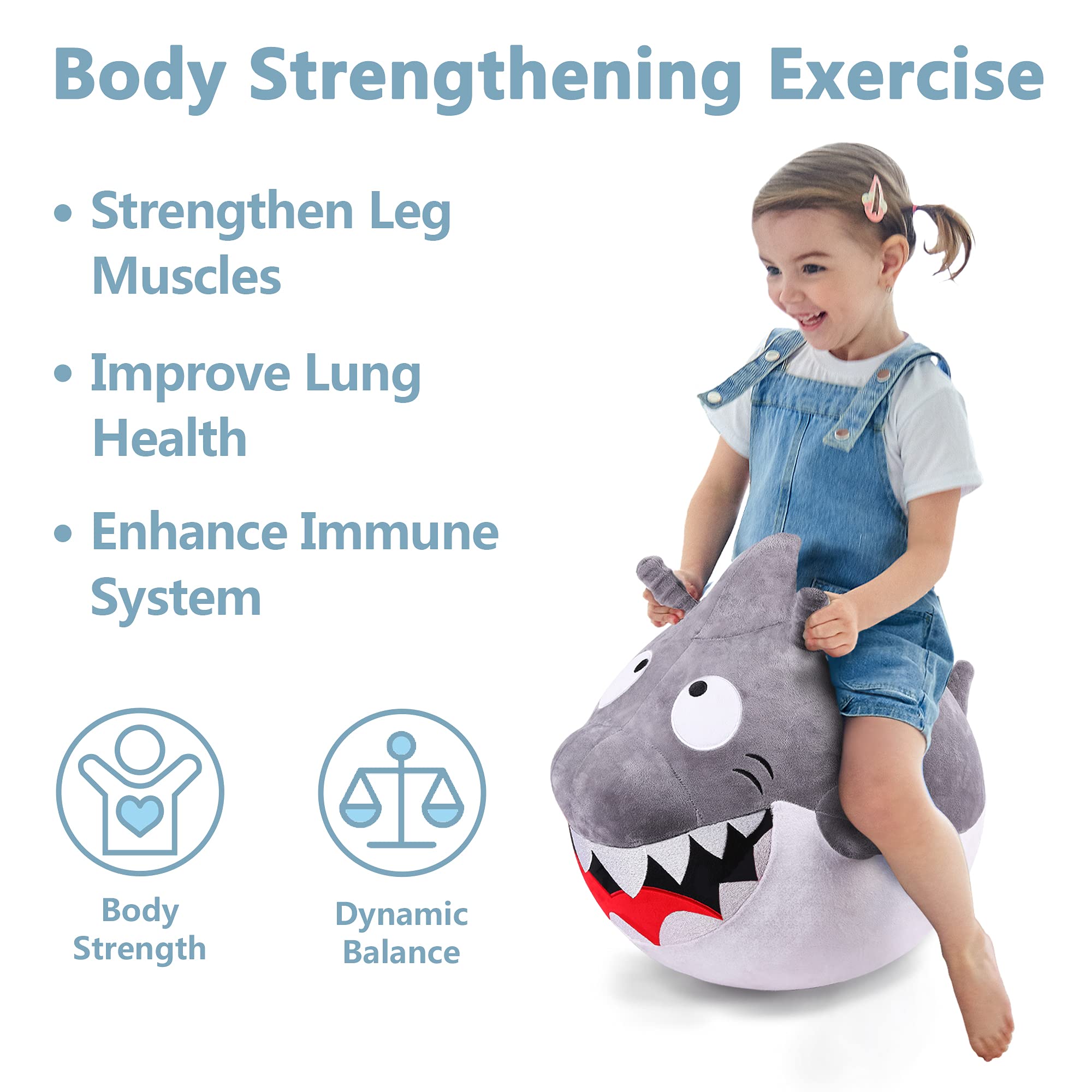Baby Shark Bouncy Hopper - Inflatable Plush Ride-On With Music, For Kids 18+ Months