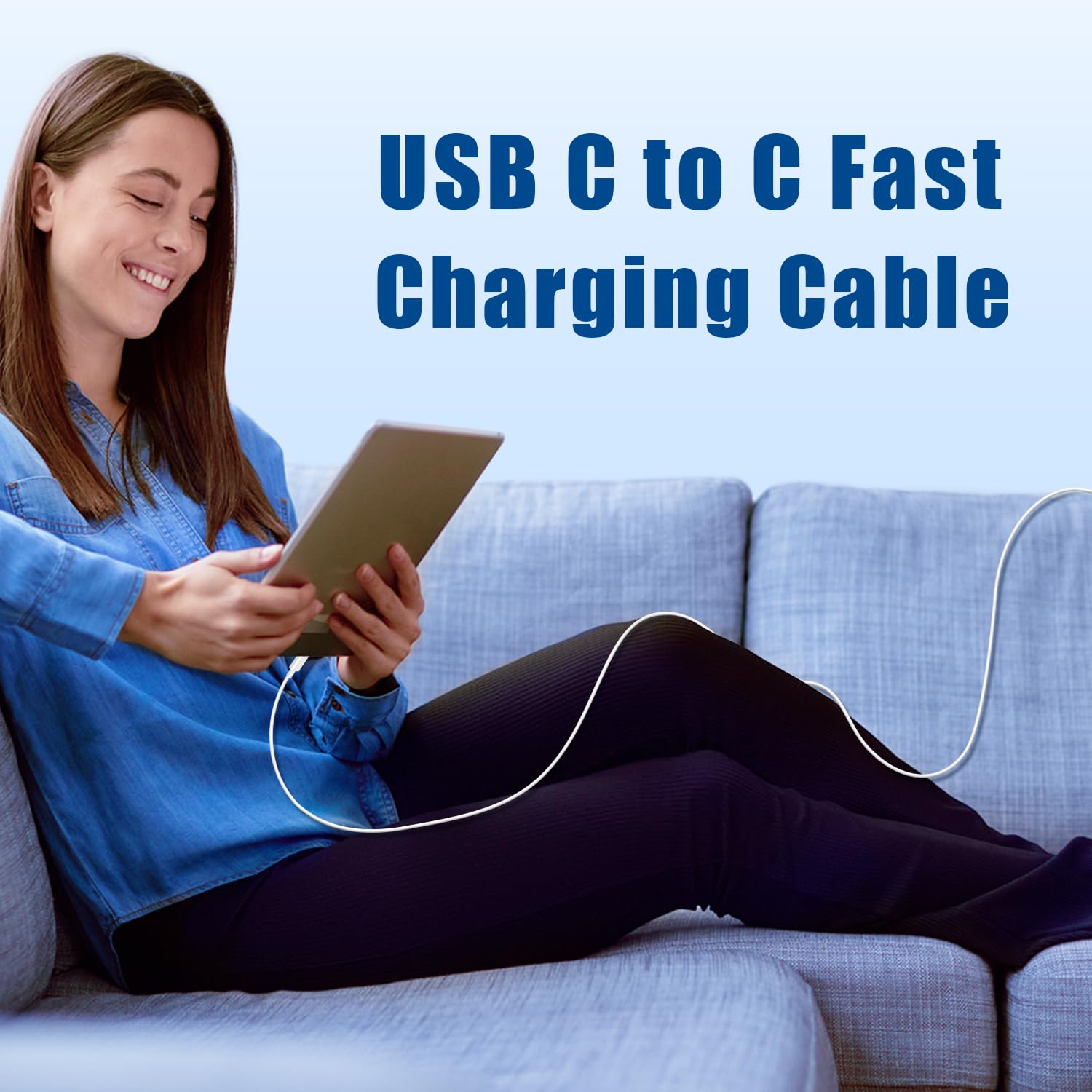 Cable de carga rápida USB C a C largo de 10 pies, cable de carga tipo C a C de 60 W para Apple iPhone 15 Plus/15 Pro Max, MacBook Pro 2021/2020/2019/2018, iPad Pro 12.9/11 pulgadas/Mini/Air 4, Samsung