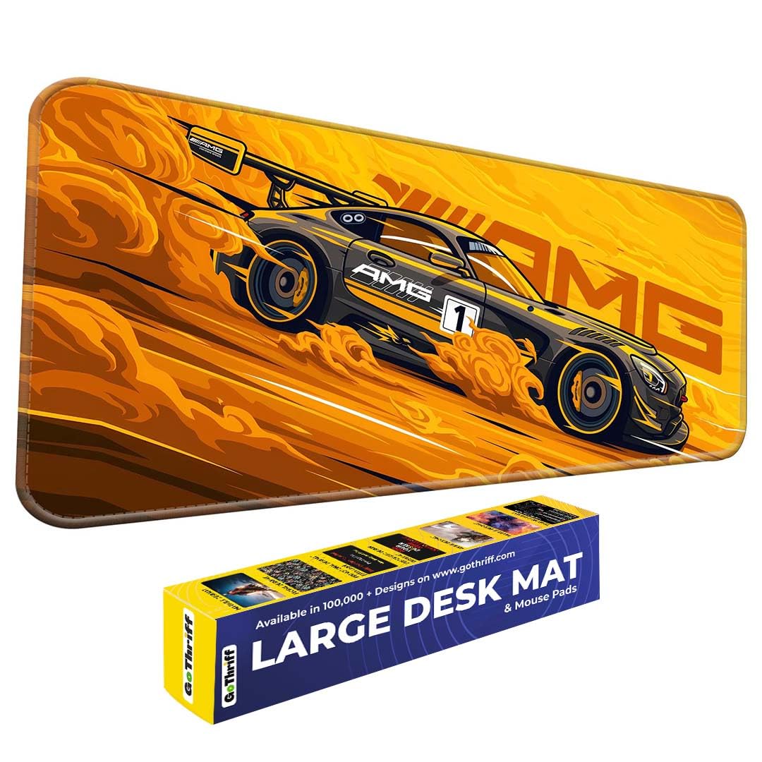 Skiditos Mercides-AMG Gaming - Extended 80x33CM Large Rubber Base Mat with Stitched Edges, Non-Slip Design for Ultimate Setup Accessories & PC Use - Long Pad for Gamers