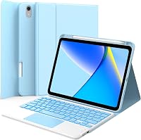 CHESONA iPad 10 generációs tok billentyűzettel, érintőpad, 7 színű LED, 2 csatorna, QWERTZ, kék 1