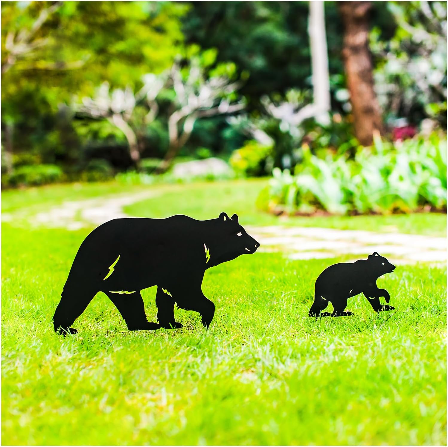Bear Metal Garden Stakes Decorative Bear Gifts for Women/Men Bear Lovers Gifts,Black Bear Silhouette Statues for Yard Art,Outdoor Decor,Outside,Patio,Lawn Ornaments,Garden Decorations