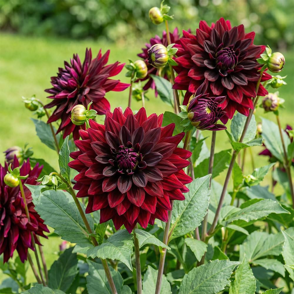 1 x Dahlia Decorative Rip City Tuber – Large Maroon Blooms – Summer Flowering Bulb – Perennials – Adds Drama to Borders & Vases – for Your Beautiful Garden
