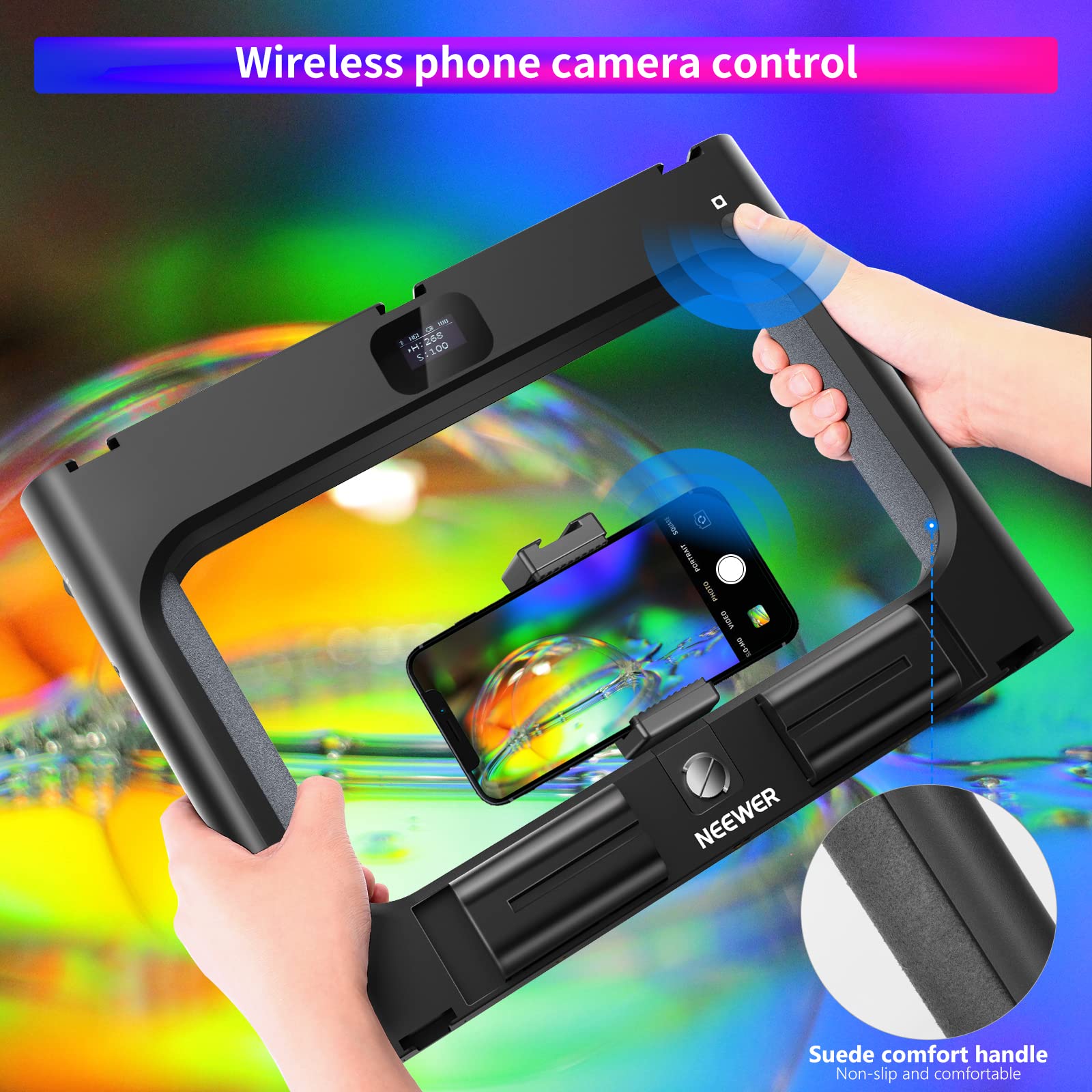 Ring Light Rechargeable Bi-couleur 10 Pouces - Avec Support, Batterie 4400mAh, Pour Selfie, Streaming, Photo
