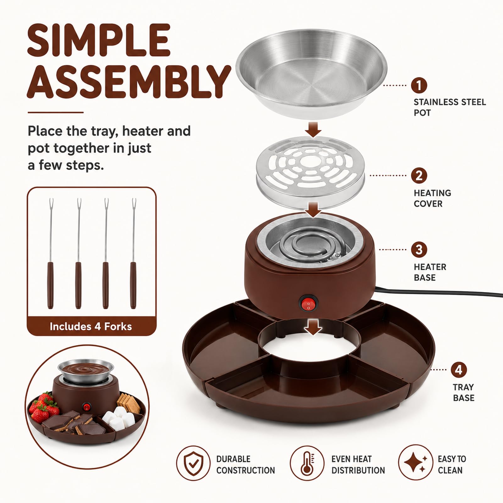 Set 2 en 1 de S'Mores y Fondue, Tostador sin Llama con 4 Tenedores