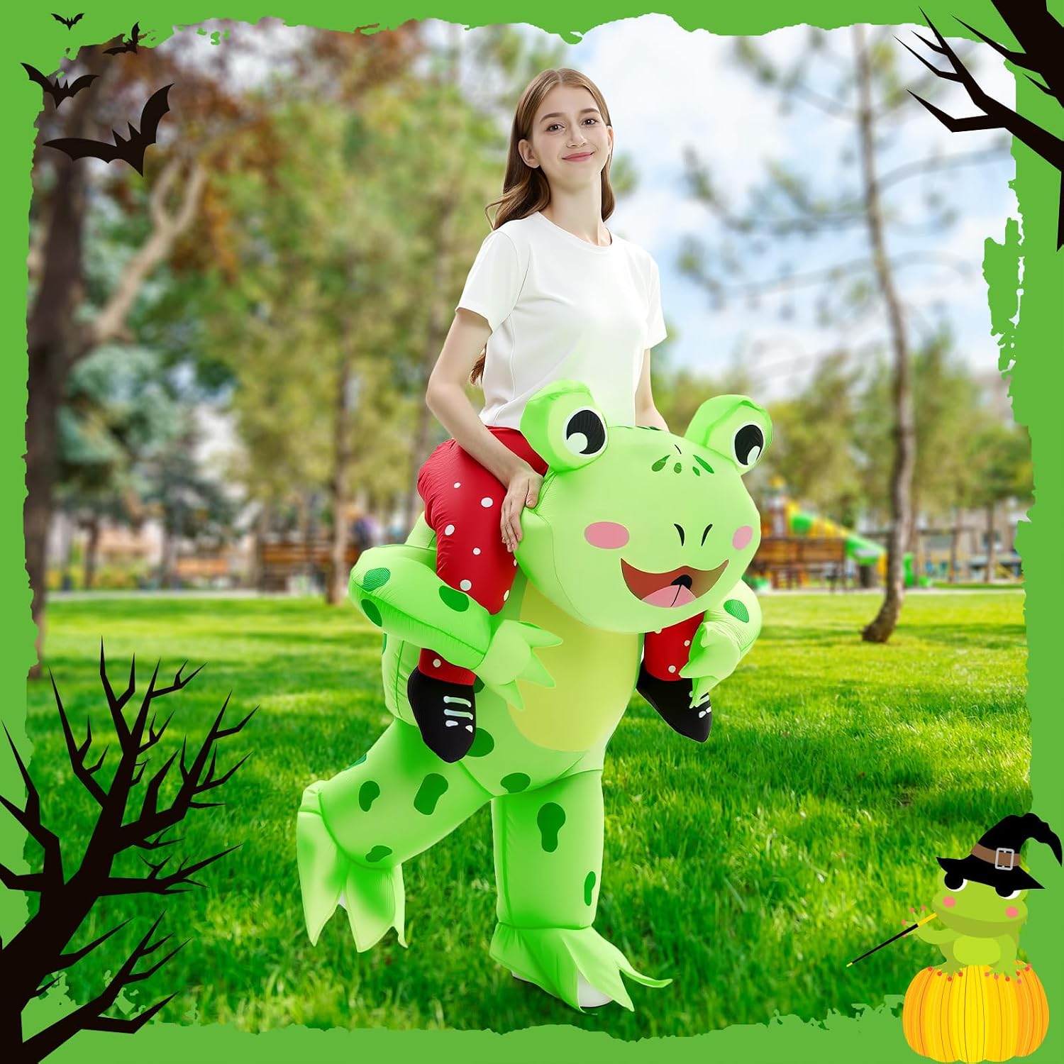 VioraWhite Adult Inflatable Costume Ride on Summer Blow up Costume for Men Women Carnival Halloween Christmas Cosplay Dress