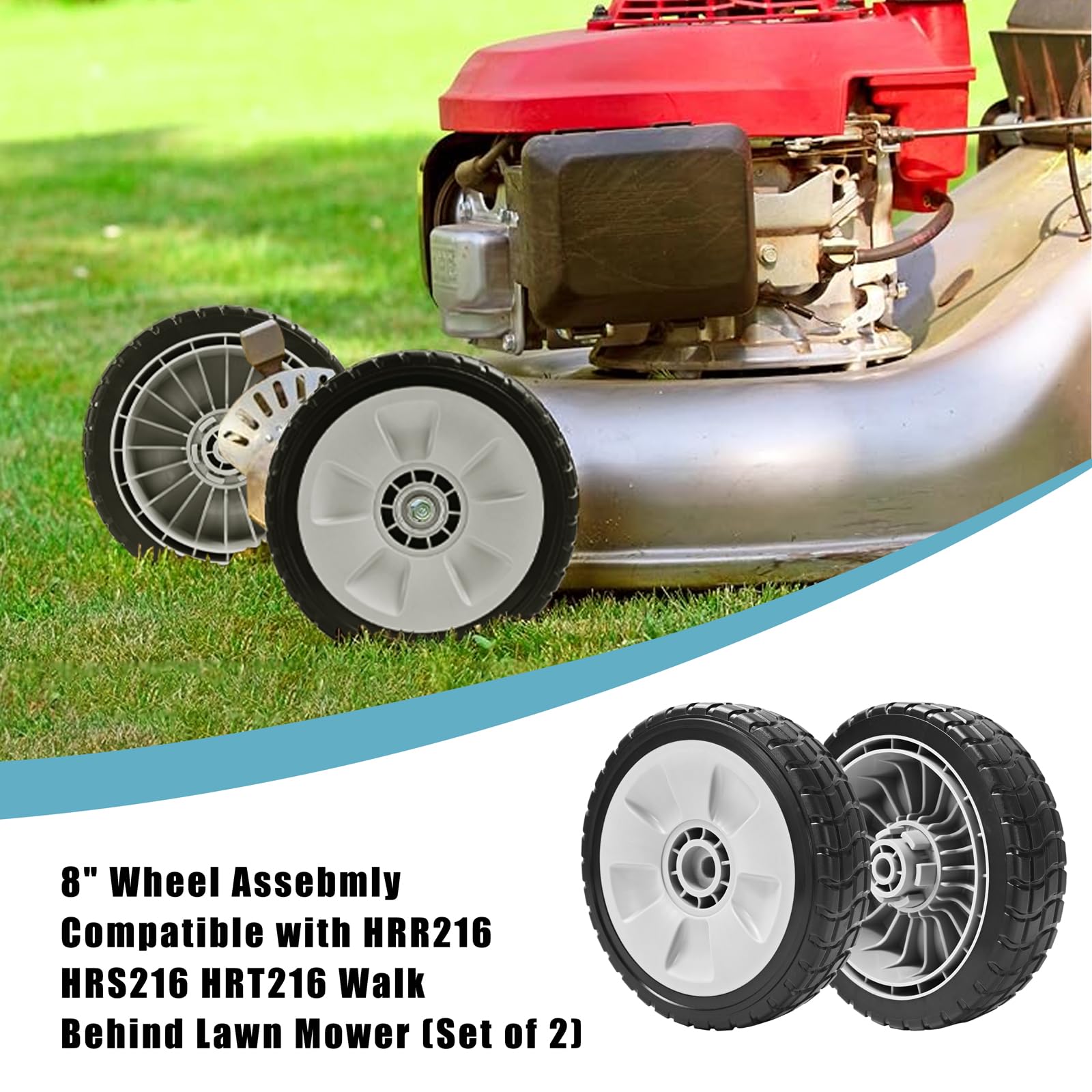 HRR216 - Rueda de transmisión trasera para cortacésped 42710-VE2-M02ZE 42710-VE2-M00ZE 42710-VE2-M01ZE 42710-VG3-B00, rueda de 8 pulgadas compatible con HRR216 HRS216 HRT216 Camina detrás del