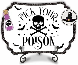 Halloween Table Decoration Sign, 5X7" Scary Candy Table Sign, Halloween Party Reception Hall Decor, Costume Party Accessories, for Dining Tables Dessert Tables Decoration - A05