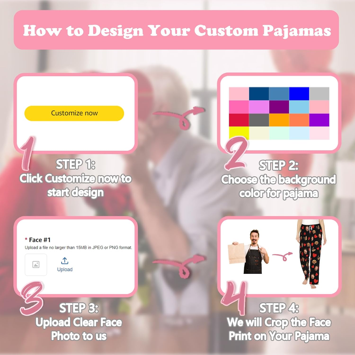 Custom Pajama Pants, Personalized Pajamas with Face, Custom PJ Pants for Valentine’s Day Gifts - Image 3