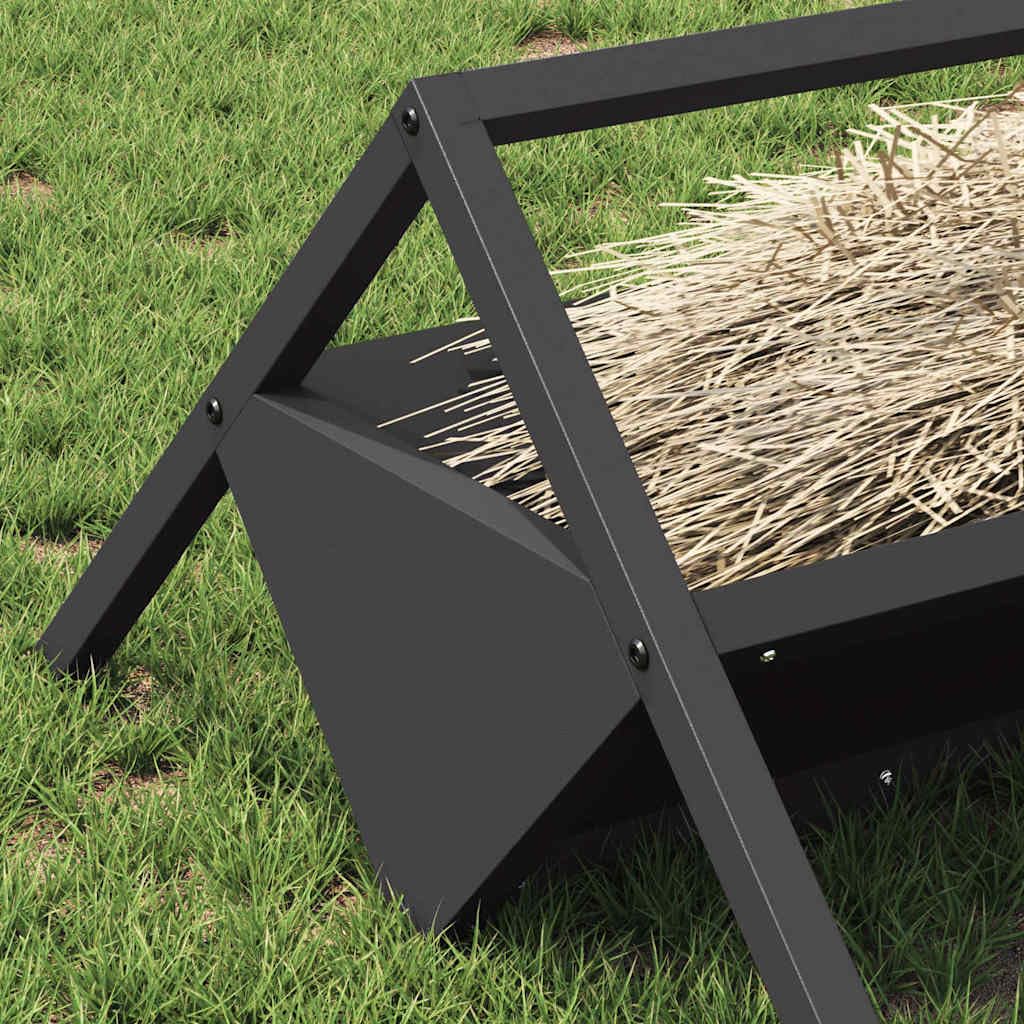 Mangiatoia per animali da fattoria in acciaio laminato a freddo, nero, 111 x 76 x 38 cm, resistente alle intemperie, con capacità di 10 kg, per bovini, ovini