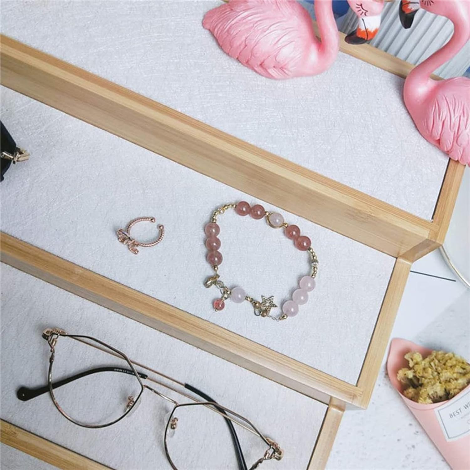 Wooden LadderEyeglasses Stand Sunglasses Rack Desktop Decoration for Cabinet Countertops Sunglasses Rack