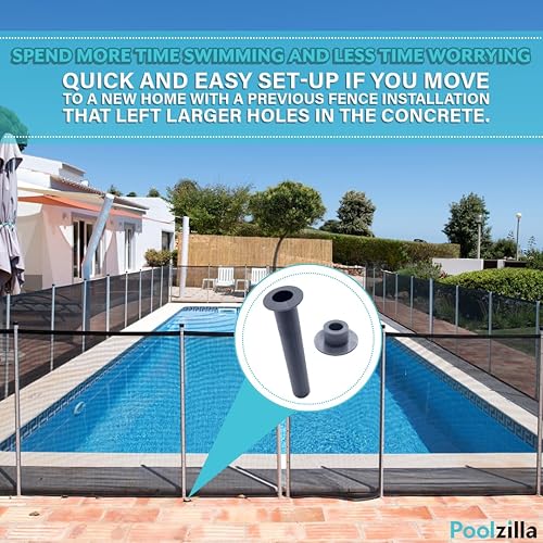 Miniatura 3 de Poolzilla Juego de 10 fundas y tapas grises para valla de seguridad de piscina, compatible con valla de piscina salvavidas para bricolaje, diámetro