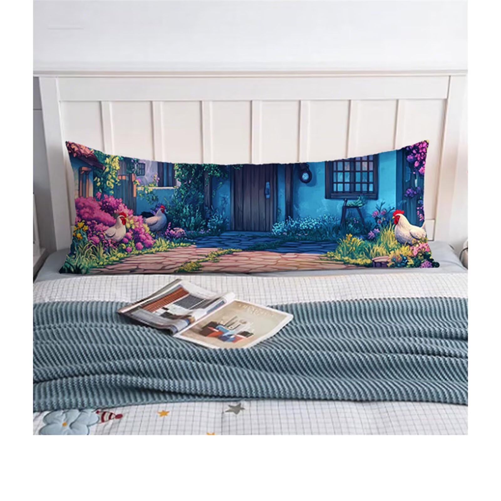 Zwierzęta poduszka do spania na boku, poszewka na poduszkę 70 x 210 cm, kurczak, poduszka do spania na boku, z ukrytym zamkiem błyskawicznym, na łóżko, sofę, miękka, odporna na poduszkę, prezent dla
