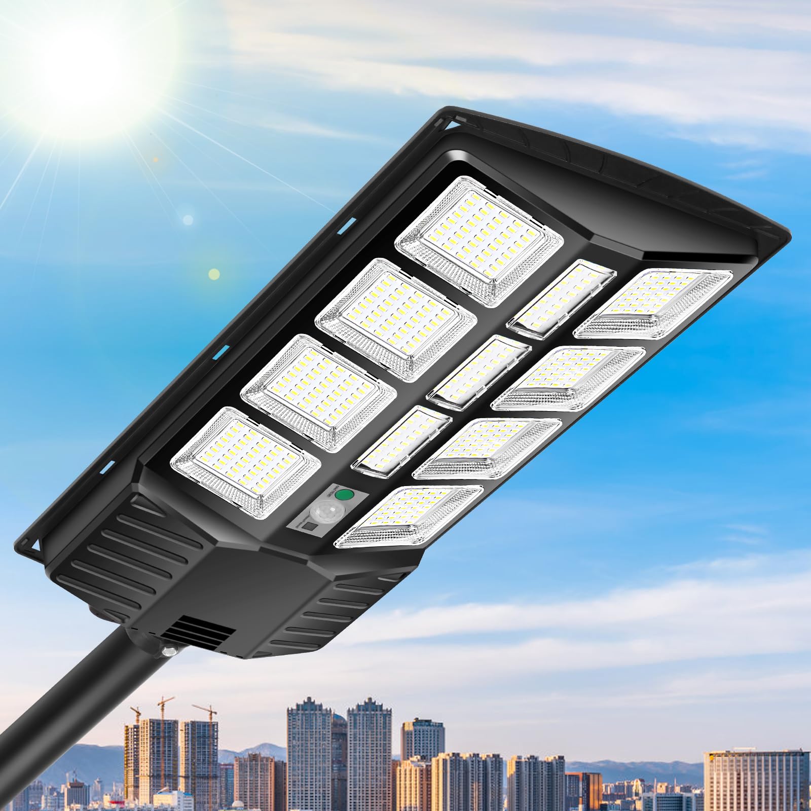Solar Street Lights Outdoor - 1800W Solar Parking Lot Lights, 7000K LED Solar Lights, Dusk to Dawn, Motion Sensor, IP65 Waterproof Solar Lights with Remote Control - 1 Pack-image-26