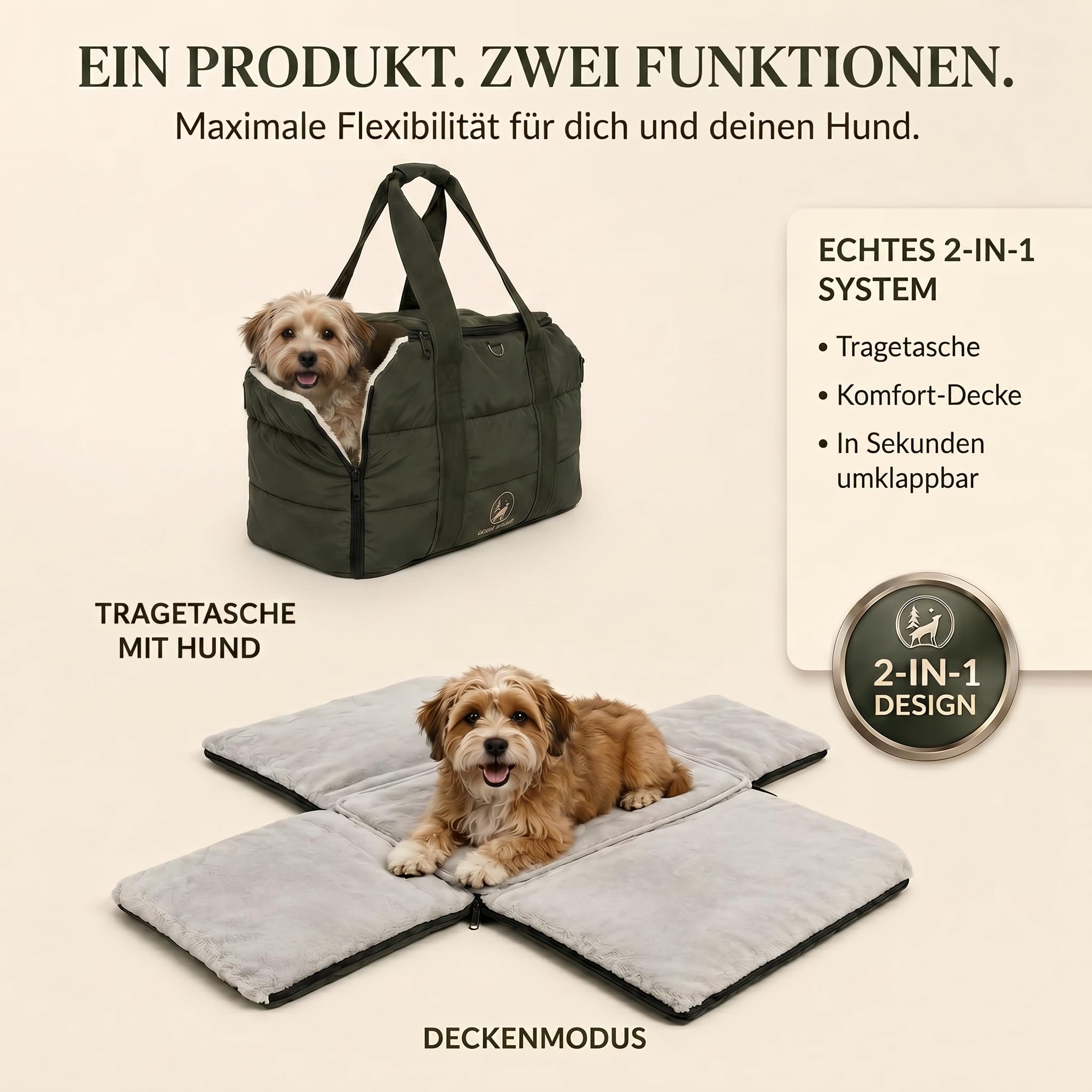 Bolsa 2 en 1 para perros pequeños, 10 kg, bolsa de transporte para perros y manta de viaje, bolsa de transporte para cachorros y gatos con correa de seguridad y forro térmico suave, práctica para café