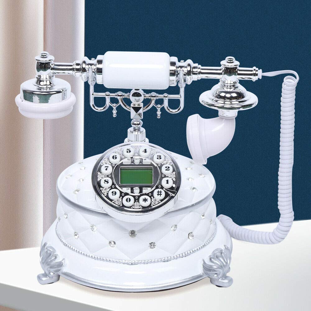Telefon przewodowy YUNRUX Retro telefon stacjonarny biurko telefon domowy dekoracja stołu telefon biały