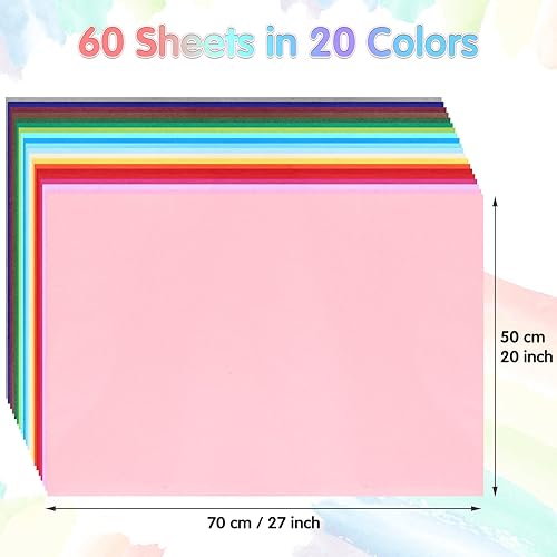 Miniatura 4 de Naler 20 papel de seda multicolor a granel, 20 x 27 pulgadas de arcoíris para envolver regalos de manualidades, papel de seda decorativo para bolsas