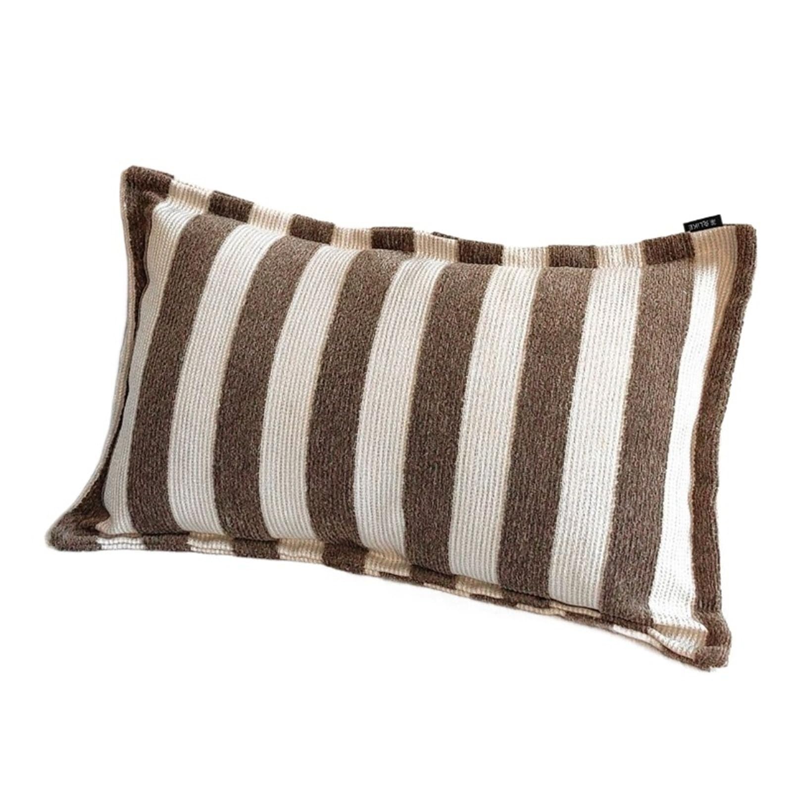 Pillow Cases Modern Retro Oat Brown Striped Jacquard Cushion Cover Texture Pillow Covers Decorative Luxury Home Decor Case(A-30X50CM)