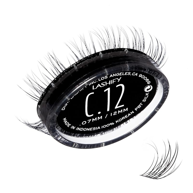 Lashify Curl Gossamer 12 mm para extensão de cílios, preta, refil com 12 unidades