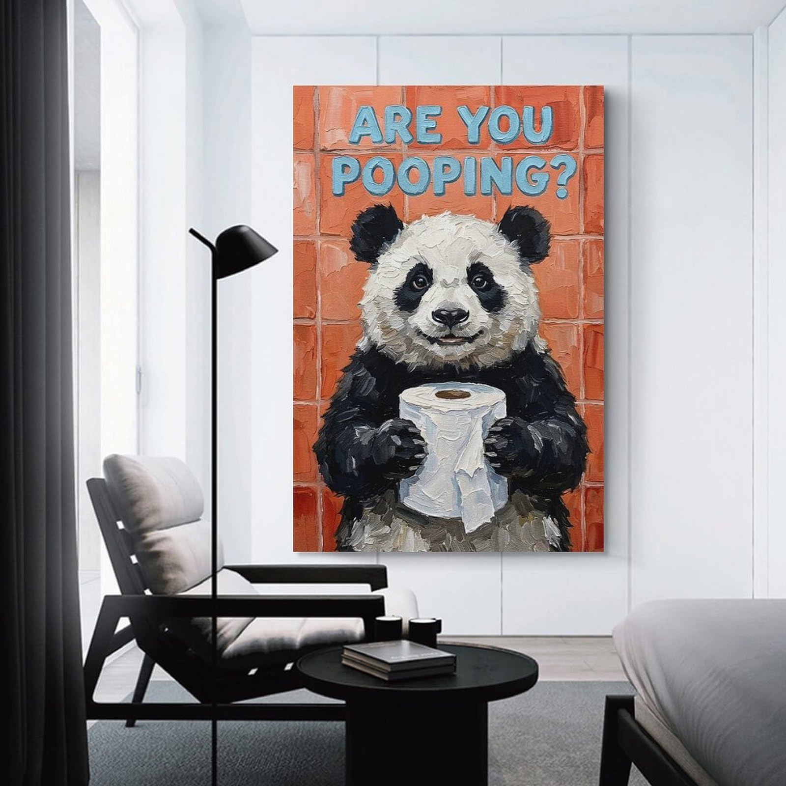 Junmoney Unframe-Style-22 Home Decor Wall Art Are You Pooping Panda Art, 12X18inch(30X45cm), For Bedroom Decor, Cosy Corners Or Studios, Decorative Wall Art For Cosy Rooms