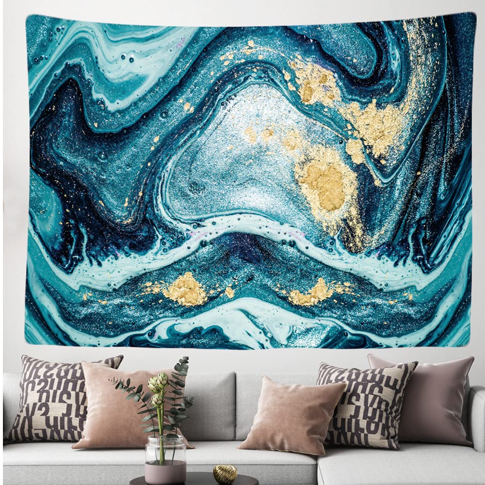 Ulticool, Marble Art Art Marble Blue Gold, Wall Rug, 200x150cm, Large Tapestry, Decoration, Dress, Fabric, Painting - Image 3
