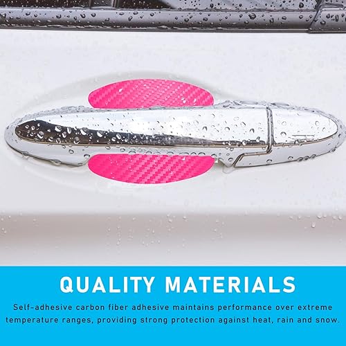 Miniatura 3 de Ziciner 4 piezas de calcomanías para manija de puerta de automóvil, películas protectoras con textura de fibra de carbono para manija de puerta