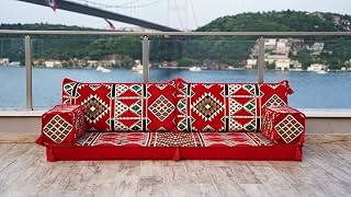 Red Window Seat, Bench cushion, 4" Thickness Floor Couch, Reading Sofa Pillow, Meditation Yoga Loveseat, Floor Cushion, Sofa Bed (4+4'' Thickness Sofa)