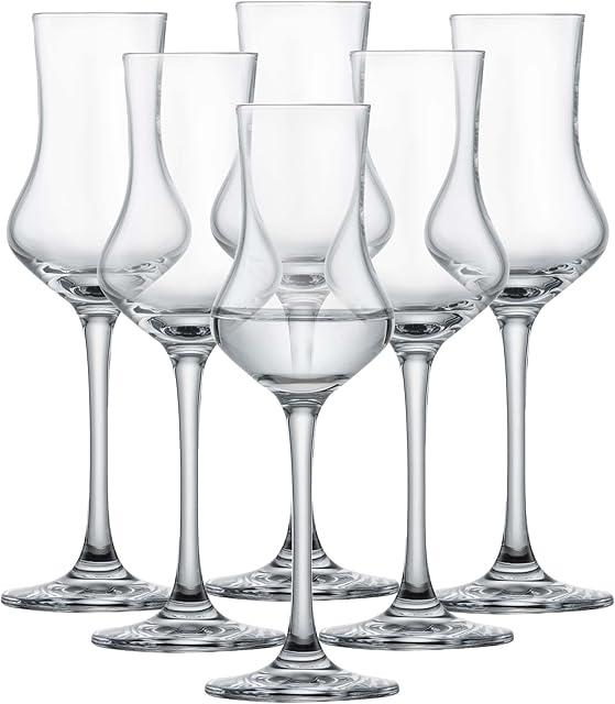 SCHOTT ZWIESEL Zestaw markerów Classico (zestaw 6 szt.), klasyczne kieliszki do wódki z trzonkiem, nadające się do mycia w zmywarce kryształowe kieliszki z tritanu, Made in Germany (nr art. 120518)