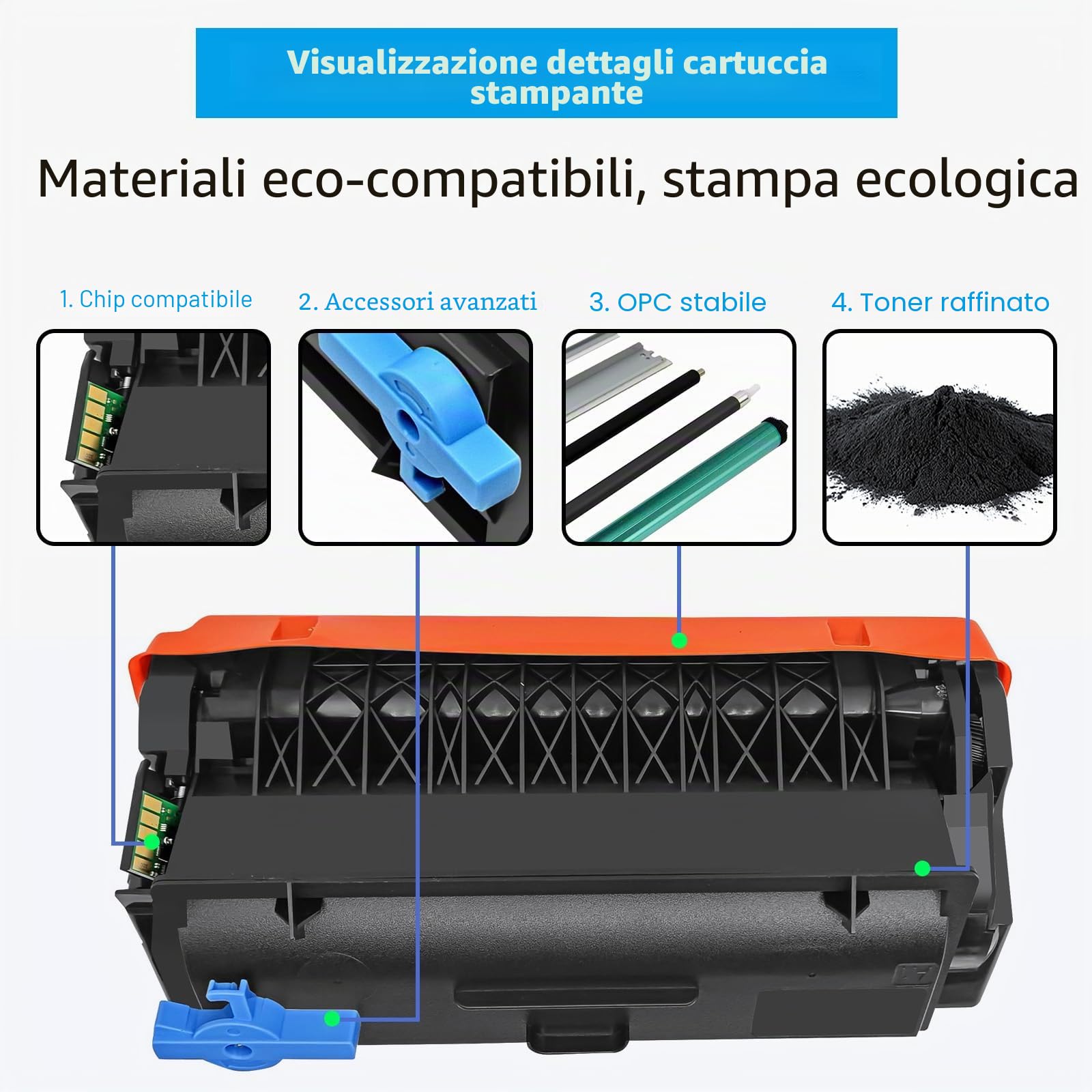 55B2000 Cartuccia Toner Rigenerata MS331 MX331 MS431 MX431 MX432 Capacità Standard 3000 Pagine Nero per LEXMARK MS331dn MX331adn MS431dn MS431dw MX431adn MX431adw MX432adwe Stampante