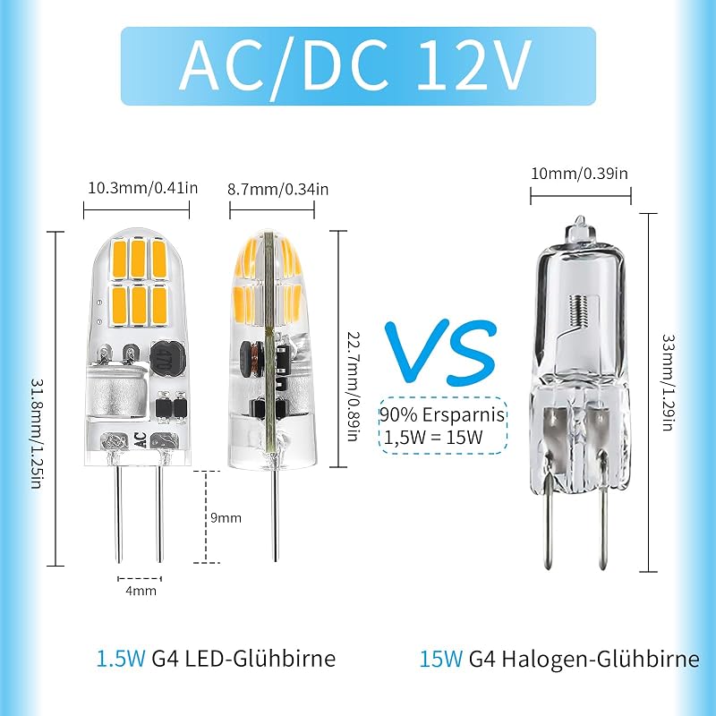 I-SHUNFA G4 LED Izzó 12V 4000K Természetes Fehér, 160 Lumen, 1,5W Halogén Kiváltó, Villogásmentes, Konyhai Páraelszívóhoz, Energiatakarékos