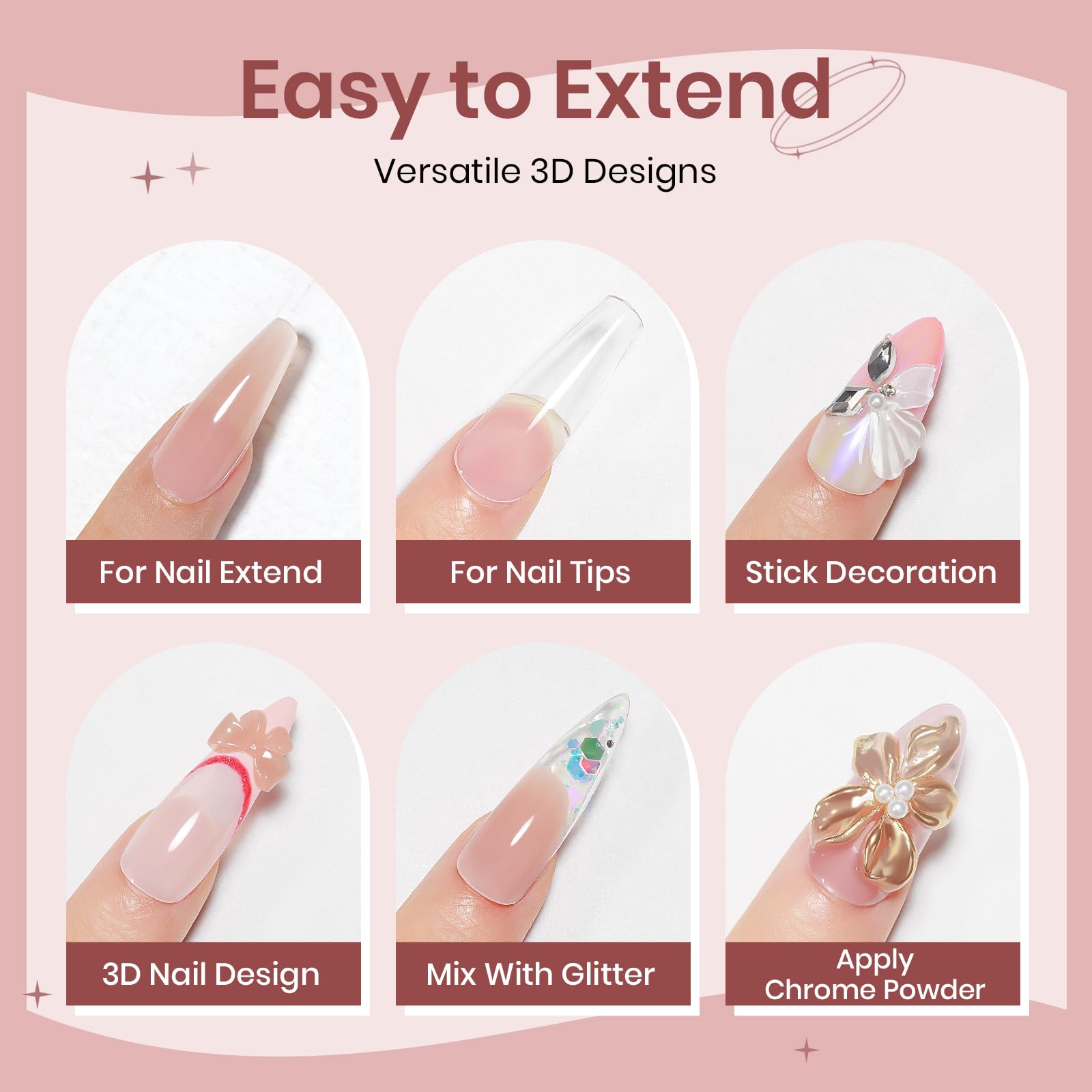 SUPWEE Fester Builder żel do paznokci Non-Stick Hand 3D Rzeźba żel przezroczysty nagi solidny Nail Art rzeźbienie wzorów, wytłaczanie twarde do paznokci Mnikure