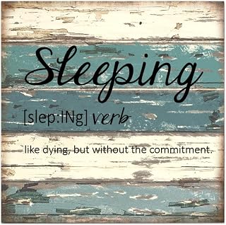 Vintage Style 16x16in Wood Pallet the Funny Noun Definition of Sleeping Wooden Wall Plaque for Porch Garden Yard Living Room Farmhouse Kitchen Coffee Bar Dinning Room Decor Housewarming Gift