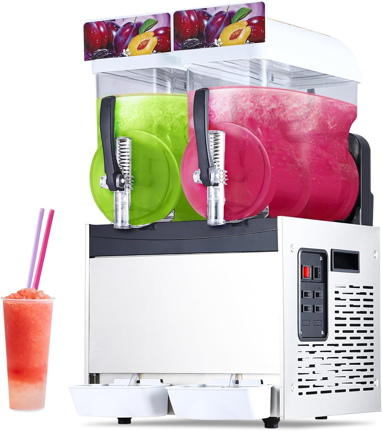 Commercial Margarita Machine, 12L Frozen Slushie Machine, 500W 110v Stainless Steel Cocktail Maker Machine With Self-Cleaning Mode, Frozen Drink Maker Smoothie Machine for Home Bar Restaurant