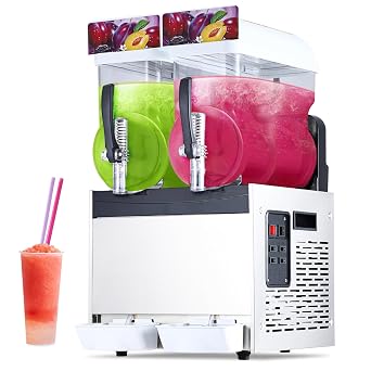 Commercial Grade 15L2 Dual-Tank Slushy Machine, 700W High-Capacity Frozen Drink Maker with Quick Freeze Tech & Auto-Clean Function, Professional Margarita/Cocktail for Bars, Parties, Cafes, Home