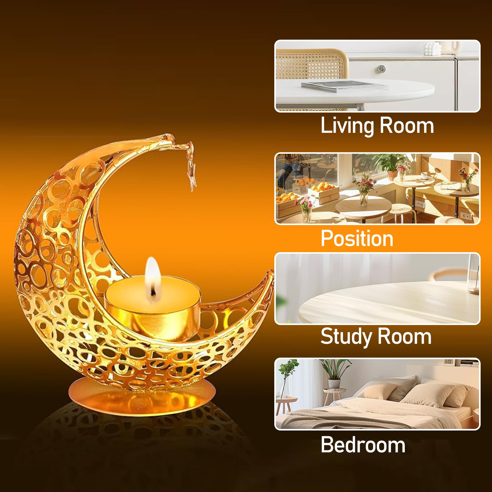 SI SEN Portacandele A Forma Di Luna, Ramadan, Decorazione Da