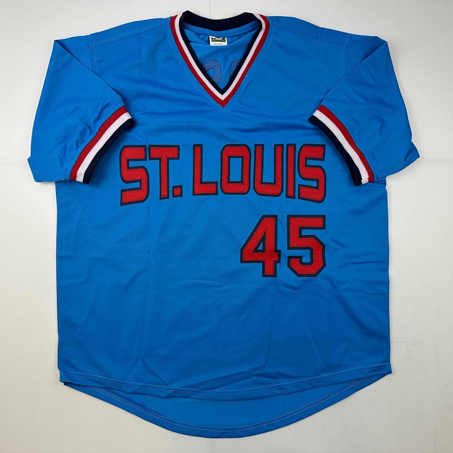 Facsimile Autographed Bob Gibson St. Louis Blue Reprint Laser Auto Baseball Jersey Size Men's XL
