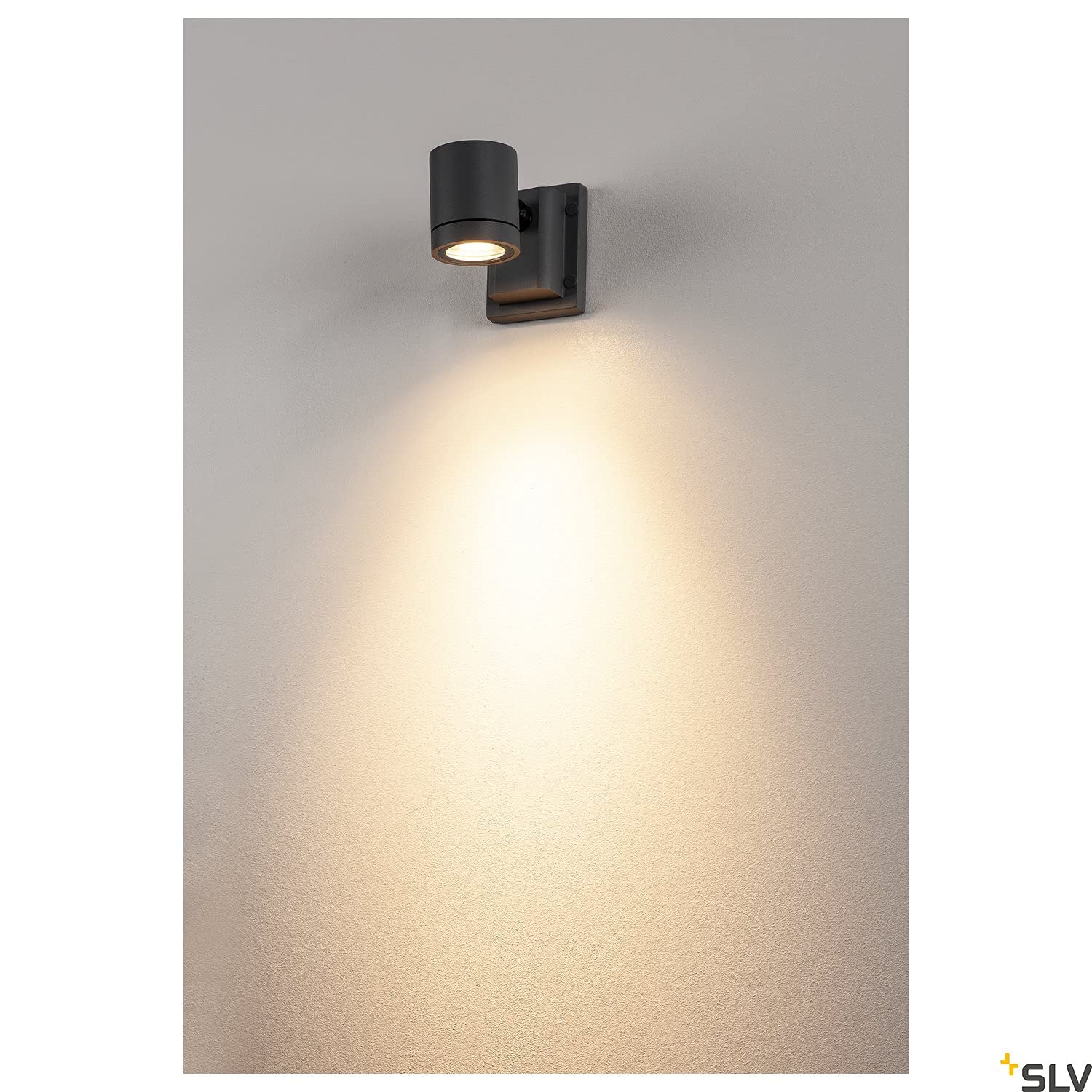 SLV luminaria de superficie de pared MYRA WALL/iluminación para paredes, caminos, entradas, foco led de exterior, luminaria de superficie de exterior, lámpara de jardín / GU10 IP55 50 W antracita