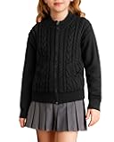 Girls Knit Cardigan Sweater Zip Long Sleeve Kids School Uniform Fall Jacket Size 6-14