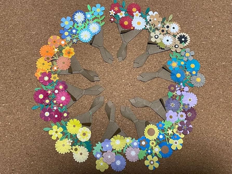 アルバム飾り　クラフトパンチ　花束　オーダー受付中( ＾∀＾) A2》 メッセージが書ける花束（オレンジ）☆クラフトパンチ